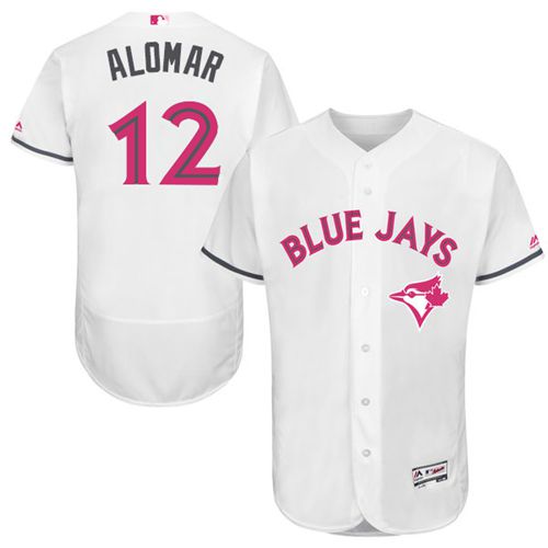 Blue Jays #12 Roberto Alomar White Flexbase Authentic Collection Mother's Day Stitched MLB Jersey